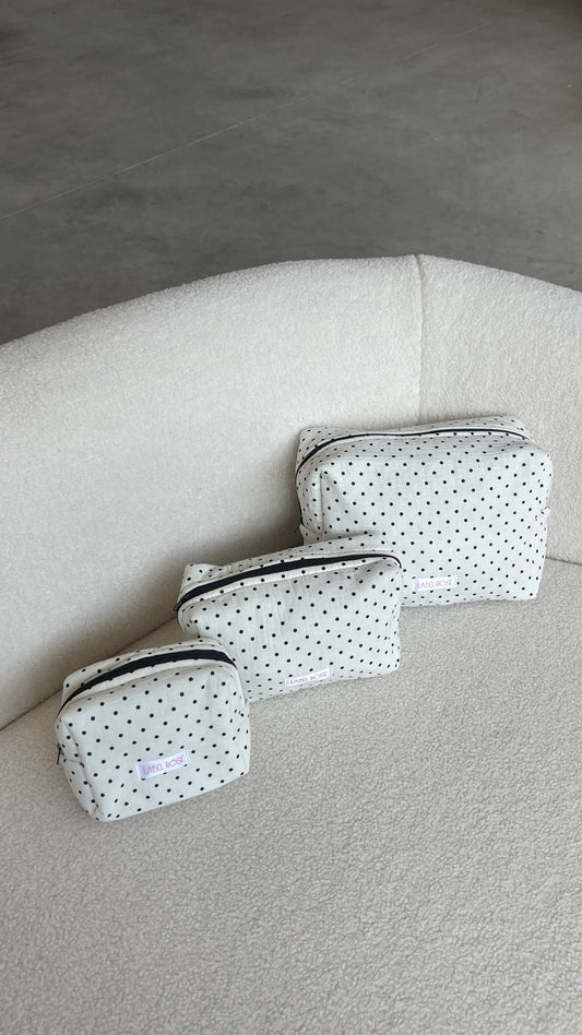 Trousse in tessuto con pois MEDIUM - BIANCO